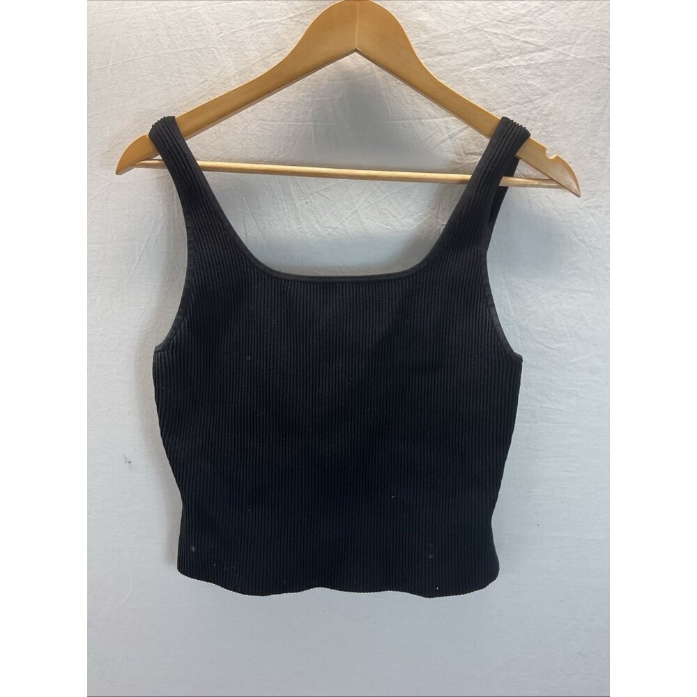 Aritzia Black Ribbed Crop Tank